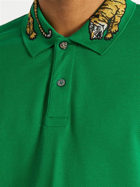 gucci t shirt green tiger|Gucci tiger collar shirt.